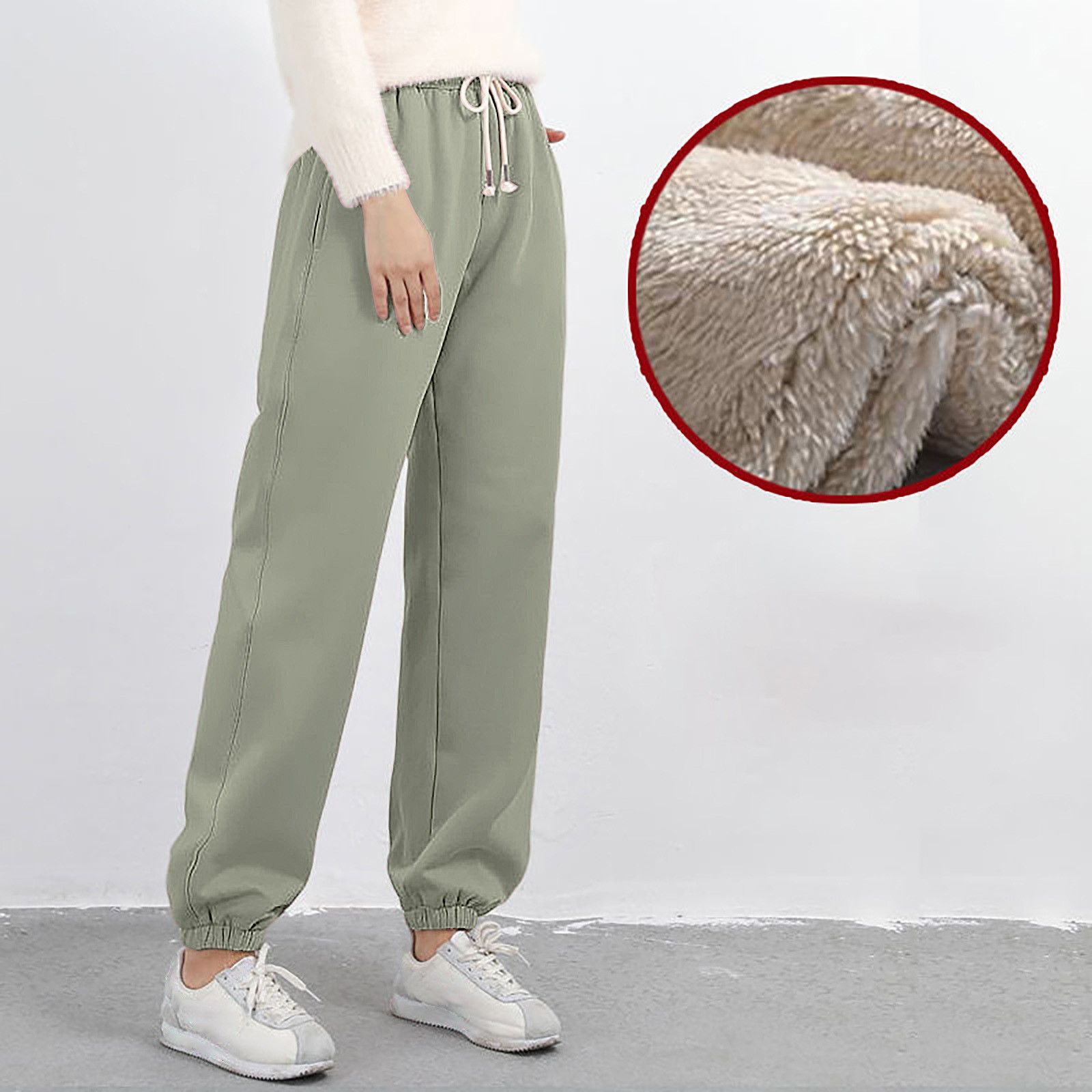 thumbnail image 3 of Pantalones deportivos Harun de mujer con forro de cordero para otoño-invierno, gruesos, holgados, cálidos e informales, 3 of 5